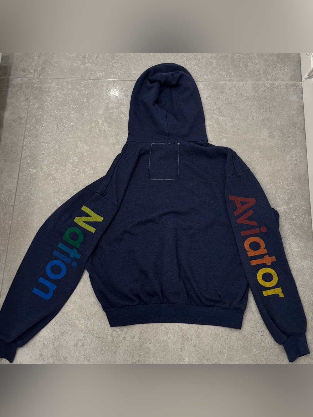 Aviator Nation Navy Hoodie with Rainbow Logo - Picture 2 of 4
